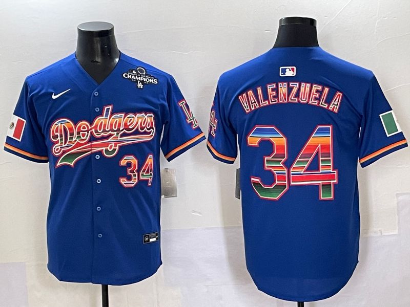 Men 2025 Los Angeles Dodgers 34 Valenzuela Blue Nike MLB Jersey style 6272